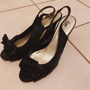 Fioni Night Black Open Toe Heels